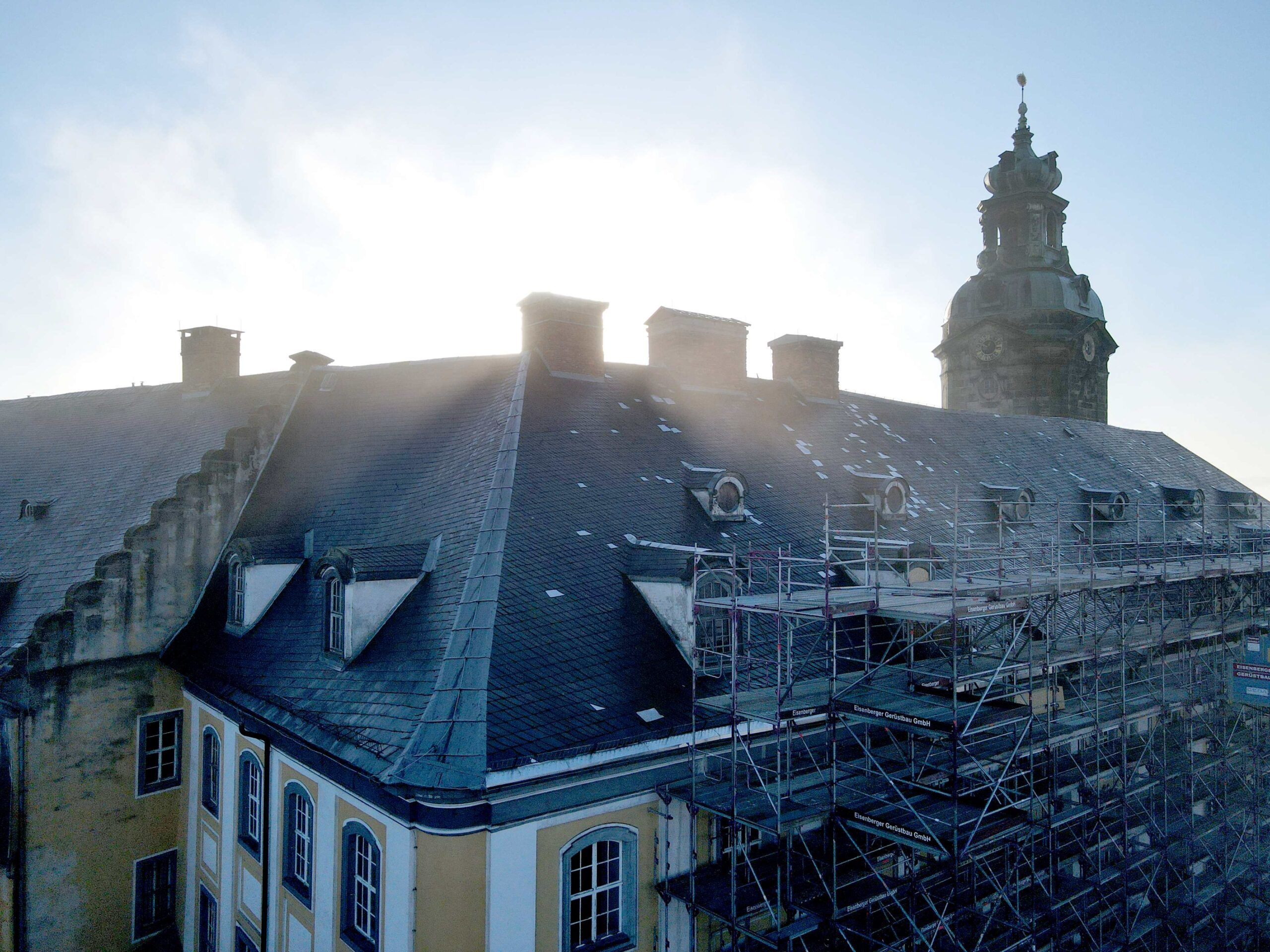 Gerüstbau am Westflügel, Schloss Heidecksburg, Foto: STSG, Carolin Schart